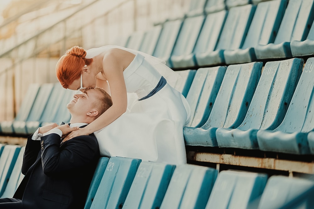 Plener ślubny na stadionie Ruchu Chorzów